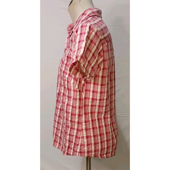 Eddie Bauer Shirt Women's Button Down Short Sleeve Plaid Pink Size Large - Picture 2 of 11